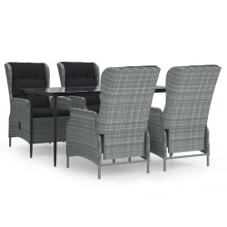 vidaXL Juego de comedor de jardín 5 piezas ratán sintético gris claro