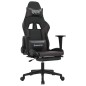 vidaXL Silla gaming con reposapiés cuero sintético negro gris vidaXL Silla gaming con reposapiés cuero sintético negro gris