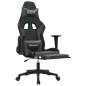 vidaXL Silla gaming con reposapiés cuero sintético negro gris vidaXL Silla gaming con reposapiés cuero sintético negro gris