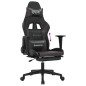 vidaXL Silla gaming con reposapiés cuero sintético negro gris vidaXL Silla gaming con reposapiés cuero sintético negro gris