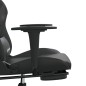 vidaXL Silla gaming con reposapiés cuero sintético negro gris vidaXL Silla gaming con reposapiés cuero sintético negro gris