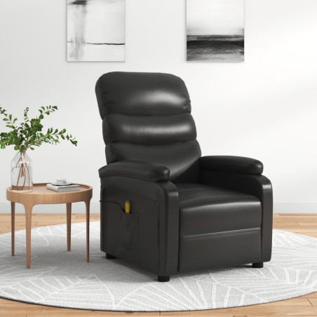 vidaXL Sillón de masaje de cuero sintético negro