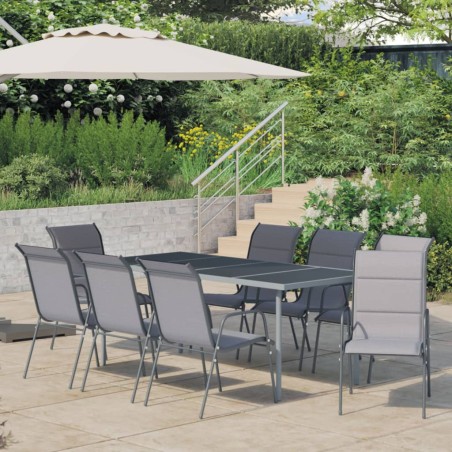 vidaXL Juego de comedor para jardín 9 piezas acero gris antracita