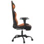 vidaXL Silla gaming con reposapiés cuero sintético negro naranja