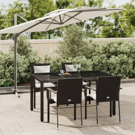vidaXL Set de muebles jardín 5 pzas con cojines ratán sintético negro
