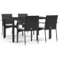 vidaXL Set de muebles jardín 5 pzas con cojines ratán sintético negro vidaXL Set de muebles jardín 5 pzas con cojines ratán sintético negro