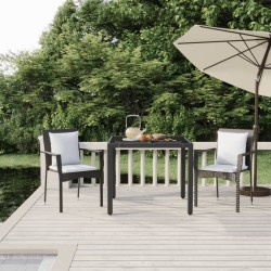 vidaXL Set comedor de jardín 3 pzas con cojines ratán sintético negro