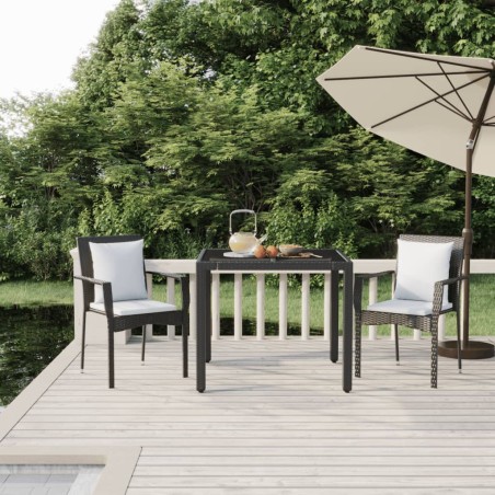 vidaXL Set comedor de jardín 3 pzas con cojines ratán sintético negro