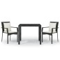 vidaXL Set comedor de jardín 3 pzas con cojines ratán sintético negro vidaXL Set comedor de jardín 3 pzas con cojines ratán sintético negro