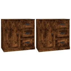 vidaXL Aparadores 2 piezas madera contrachapada roble ahumado