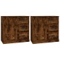vidaXL Aparadores 2 piezas madera contrachapada roble ahumado vidaXL Aparadores 2 piezas madera contrachapada roble ahumado