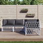 vidaXL Juego de muebles de jardín 4 piezas y cojines acero blanco