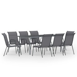 vidaXL Juego de comedor para jardín 9 piezas acero gris antracita
