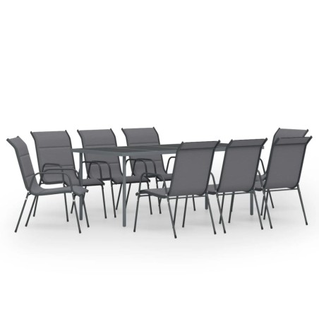 vidaXL Juego de comedor para jardín 9 piezas acero gris antracita