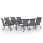 vidaXL Juego de comedor para jardín 9 piezas acero gris antracita vidaXL Juego de comedor para jardín 9 piezas acero gris antracita