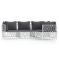 vidaXL Juego de muebles de jardín 4 piezas y cojines acero blanco