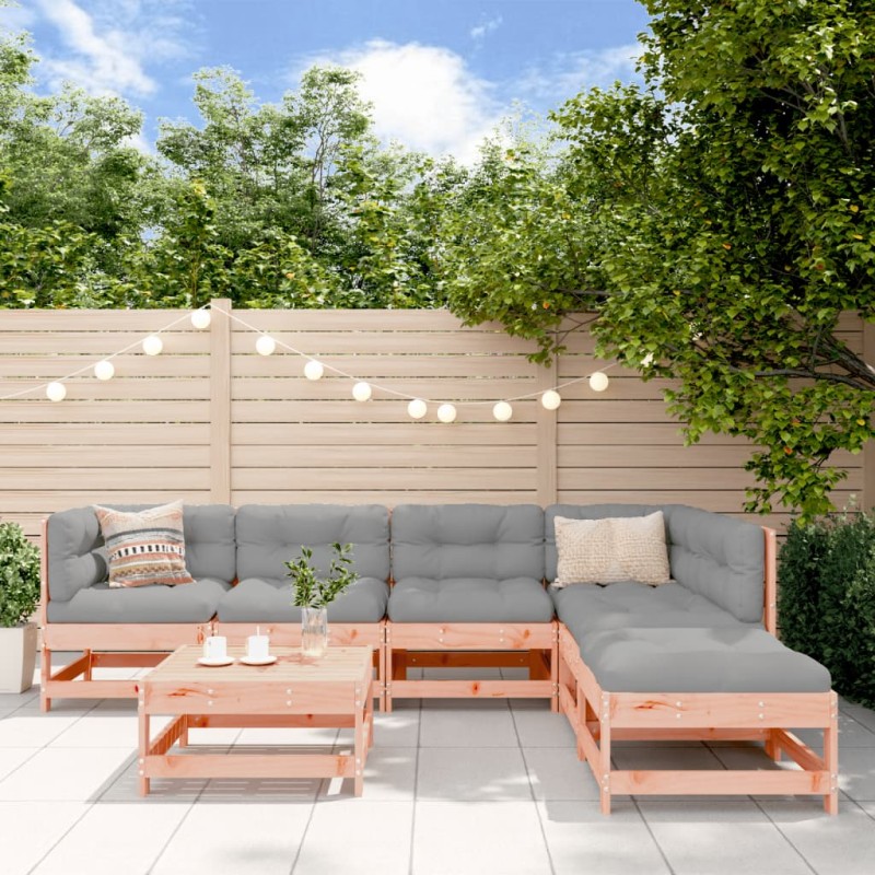 vidaXL Juego de muebles jardín 7 pzas y cojines madera abeto Douglas