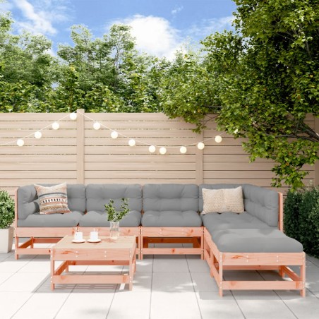 vidaXL Juego de muebles jardín 7 pzas y cojines madera abeto Douglas