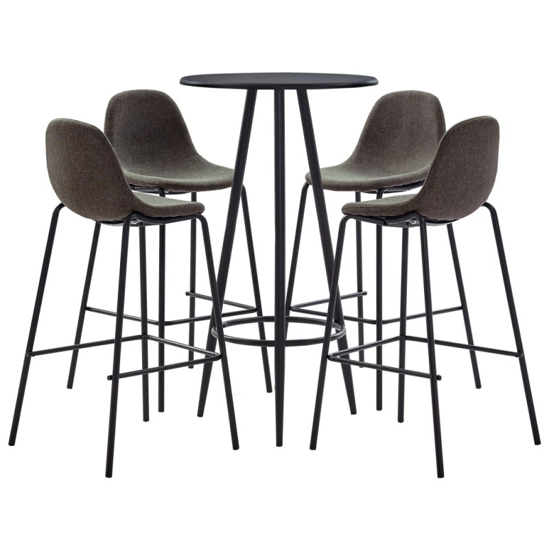 vidaXL Juego de mesa alta y taburetes 5 piezas tela gris oscuro vidaXL Juego de mesa alta y taburetes 5 piezas tela gris oscuro