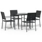 vidaXL Juego de comedor para jardín 5 piezas ratán sintético y acero vidaXL Juego de comedor para jardín 5 piezas ratán sintético y acero