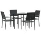 vidaXL Juego de comedor para jardín 5 piezas ratán sintético y acero vidaXL Juego de comedor para jardín 5 piezas ratán sintético y acero