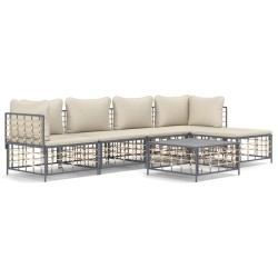 vidaXL Juego de muebles de jardín 6 pzas cojines antracita ratán PE