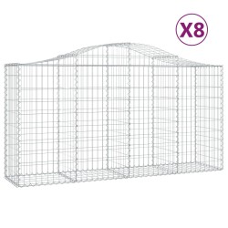 vidaXL Cestas de gaviones 8 uds forma de arco hierro 200x50x100/120cm