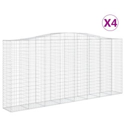 vidaXL Cestas de gaviones 4 uds forma de arco hierro 400x50x180/200 cm