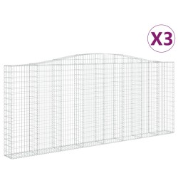 vidaXL Cestas gaviones 3 uds forma de arco hierro 400x30x160/180 cm