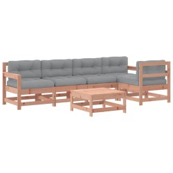 vidaXL Juego de muebles jardín 6 pzas y cojines madera abeto Douglas
