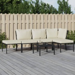 vidaXL Juego de muebles de jardín 6 piezas acero y cojines color arena