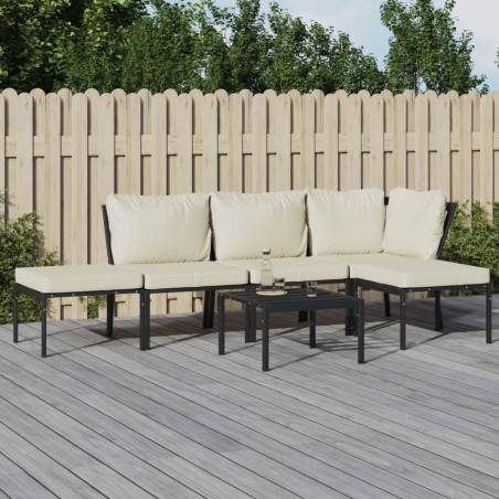 vidaXL Juego de muebles de jardín 6 piezas acero y cojines color arena
