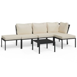 vidaXL Juego de muebles de jardín 6 piezas acero y cojines color arena