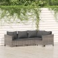 vidaXL Set de muebles de jardín 4 pzas y cojines ratán sintético gris vidaXL Set de muebles de jardín 4 pzas y cojines ratán sintético gris