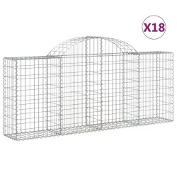 vidaXL Cestas de gaviones 18 uds forma de arco hierro 200x30x80/100 cm
