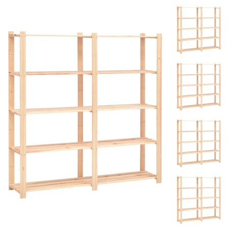 vidaXL Estantería 5 niveles 5 unidades madera pino maciza 500 kg 