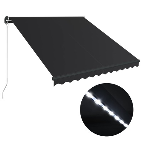 vidaXL Toldo retráctil manual con LED gris antracita 300x250 cm