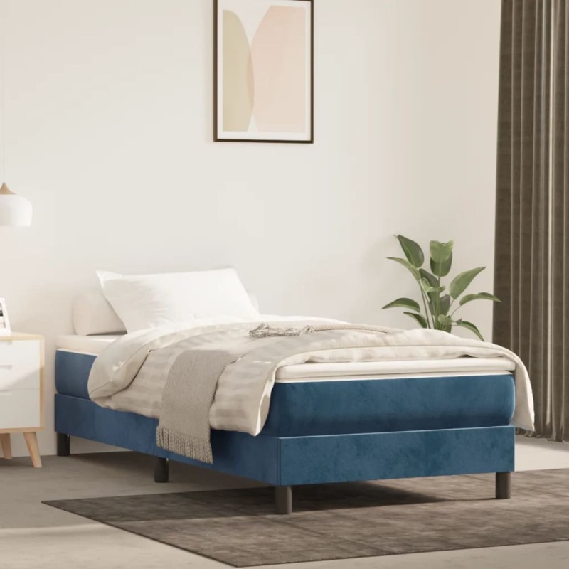 vidaXL Cama box spring con colchón terciopelo azul oscuro 90x190 cm vidaXL Cama box spring con colchón terciopelo azul oscuro 90x190 cm