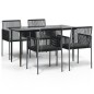 vidaXL Set comedor jardín 5 pzas y cojines acero ratán sintético negro vidaXL Set comedor jardín 5 pzas y cojines acero ratán sintético negro