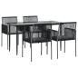 vidaXL Set comedor jardín 5 pzas y cojines acero ratán sintético negro vidaXL Set comedor jardín 5 pzas y cojines acero ratán sintético negro