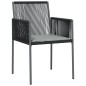 vidaXL Set comedor jardín 5 pzas y cojines acero ratán sintético negro vidaXL Set comedor jardín 5 pzas y cojines acero ratán sintético negro
