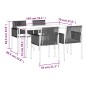 vidaXL Set comedor jardín 5 pzas y cojines acero ratán sintético negro vidaXL Set comedor jardín 5 pzas y cojines acero ratán sintético negro