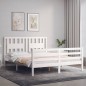 vidaXL Estructura de cama con cabecero madera maciza blanco 160x200 cm vidaXL Estructura de cama con cabecero madera maciza blanco 160x200 cm