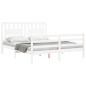 vidaXL Estructura de cama con cabecero madera maciza blanco 160x200 cm vidaXL Estructura de cama con cabecero madera maciza blanco 160x200 cm