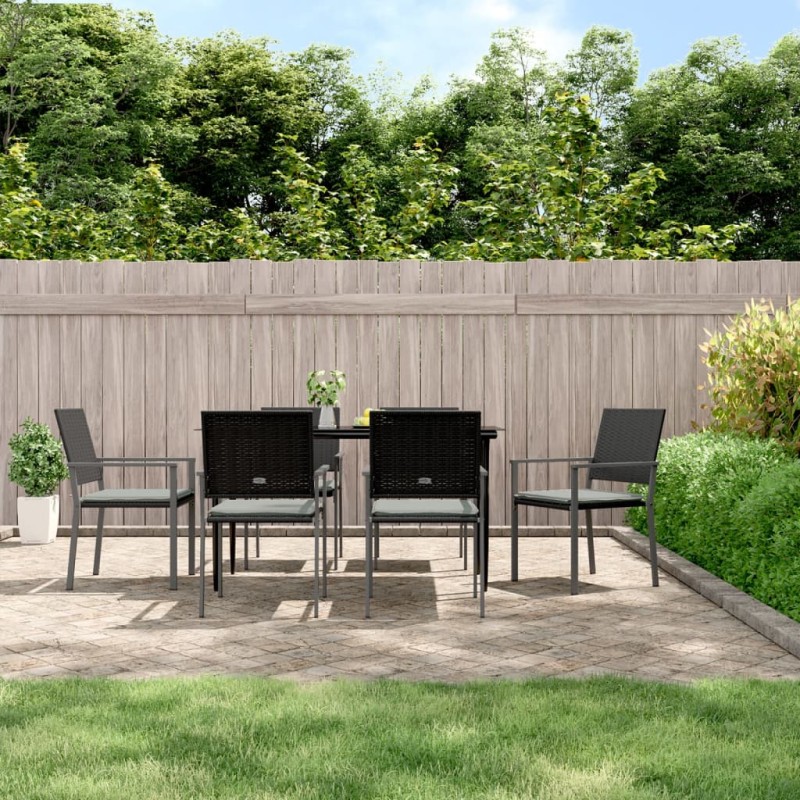 vidaXL Juego comedor jardín 7 piezas y cojines ratán sintético y acero