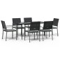 vidaXL Juego comedor jardín 7 piezas y cojines ratán sintético y acero