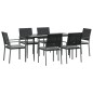 vidaXL Juego comedor jardín 7 piezas y cojines ratán sintético y acero