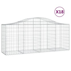 vidaXL Cestas de gaviones 18 uds forma de arco hierro 200x50x80/100 cm