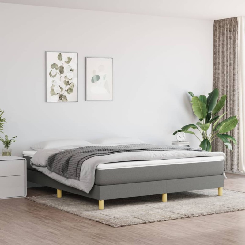 vidaXL Cama box spring con colchón tela gris oscuro 160x200 cm vidaXL Cama box spring con colchón tela gris oscuro 160x200 cm