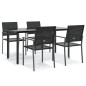 vidaXL Juego de comedor para jardín 5 piezas ratán sintético y acero vidaXL Juego de comedor para jardín 5 piezas ratán sintético y acero